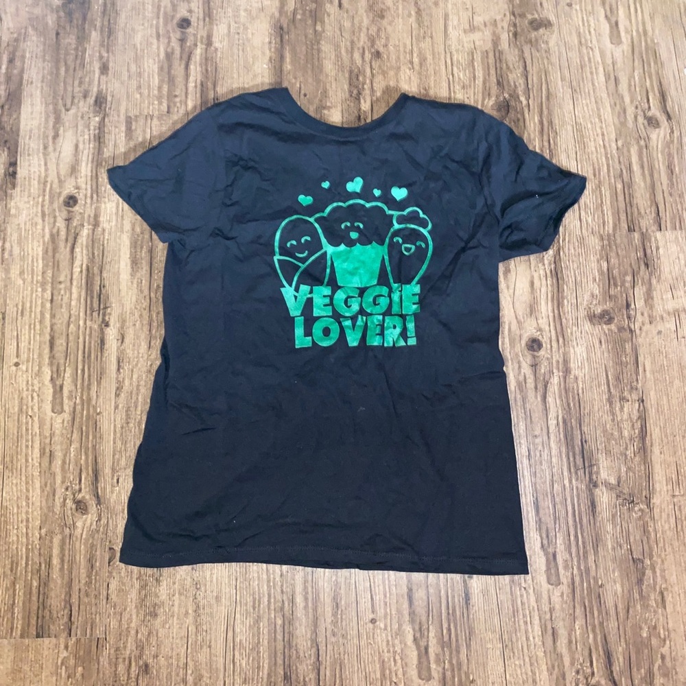 black and green graphic tee